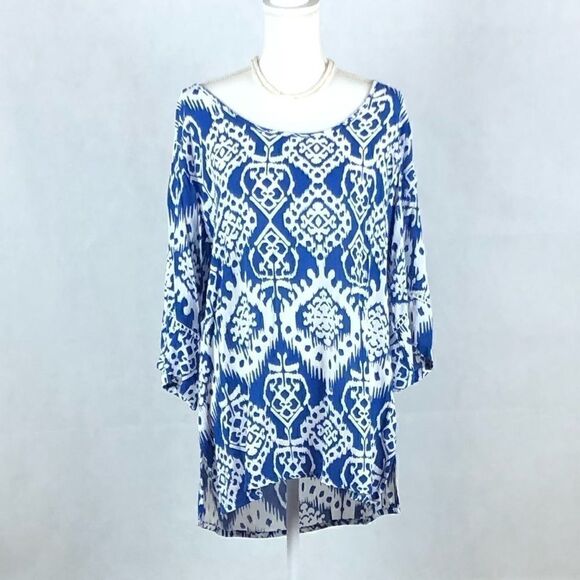 Tops - Santiki Blue and White Top